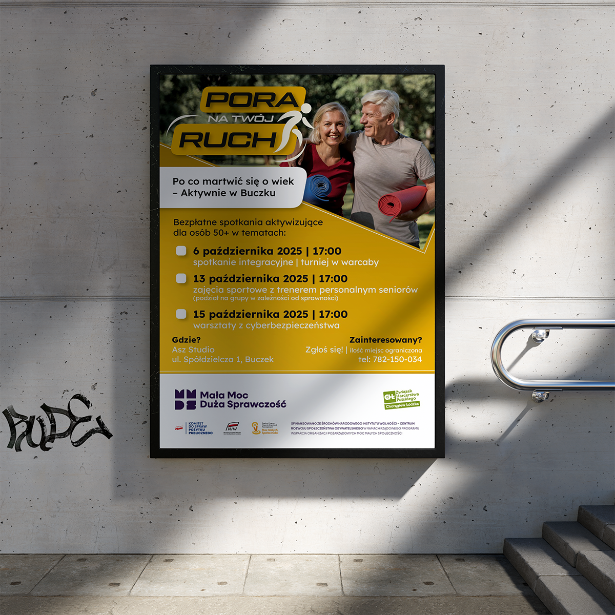 „Po co martwić się o wiek – aktywnie w Buczku” – projekt plakatu, ulotek, dyplomów na potrzeby projektu